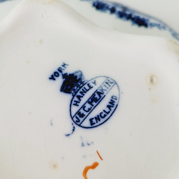 J&G Meakin Flow Blue Covered Vegetable Dish, Embossed w/Gold Accents, England - Picture 14 of 16